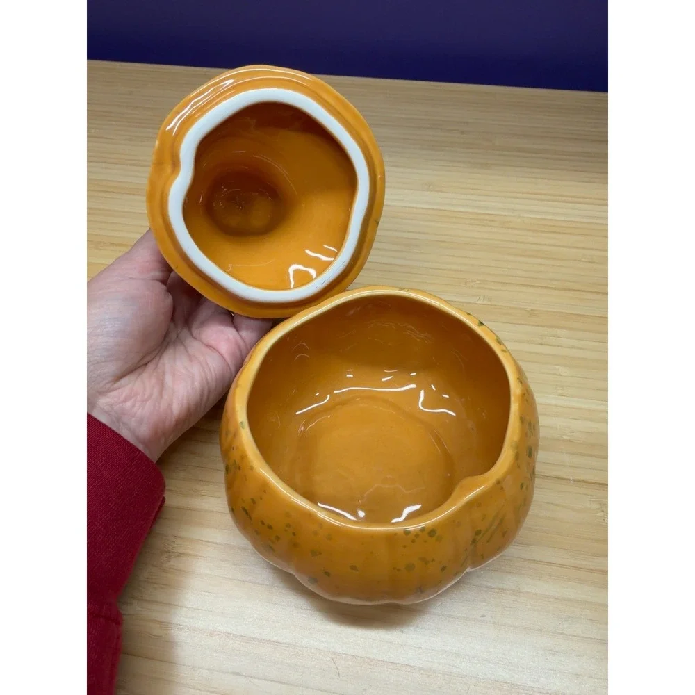 Williams Sonoma B Eigen 2008 Orange Gourd Lidded Soup Bowl Fall Decor